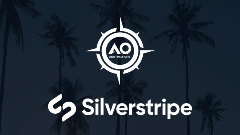 AO Destinations and Silverstripe logos over a palm tree photo