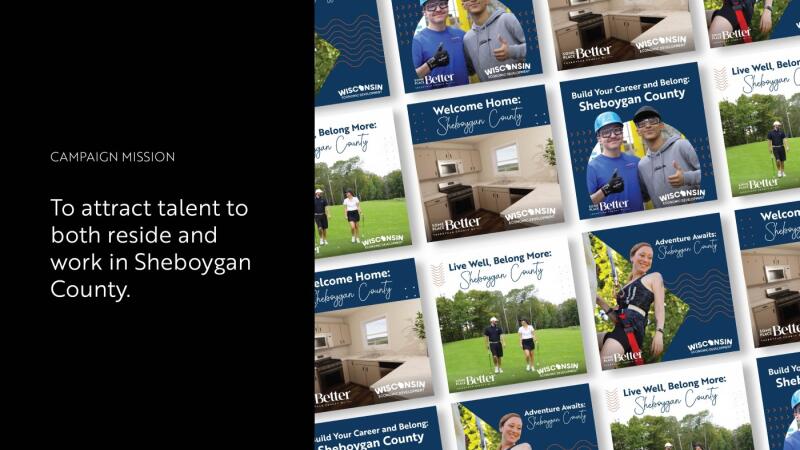 Grid of Sheboygan County recruitment campaign social media ad mockups