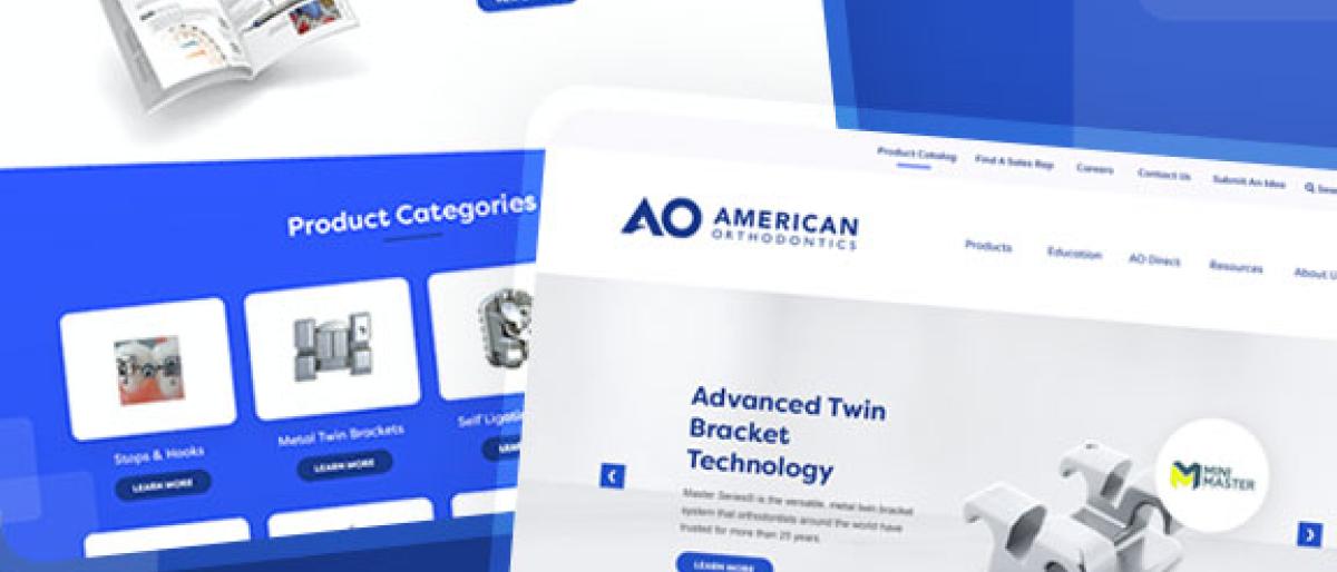 American Orthodontics website showing a product catalog and bracket technology page