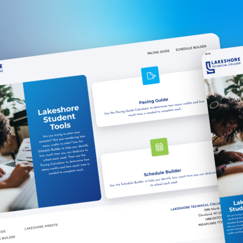 Lakeshore Technical College website shown on a laptop and phone