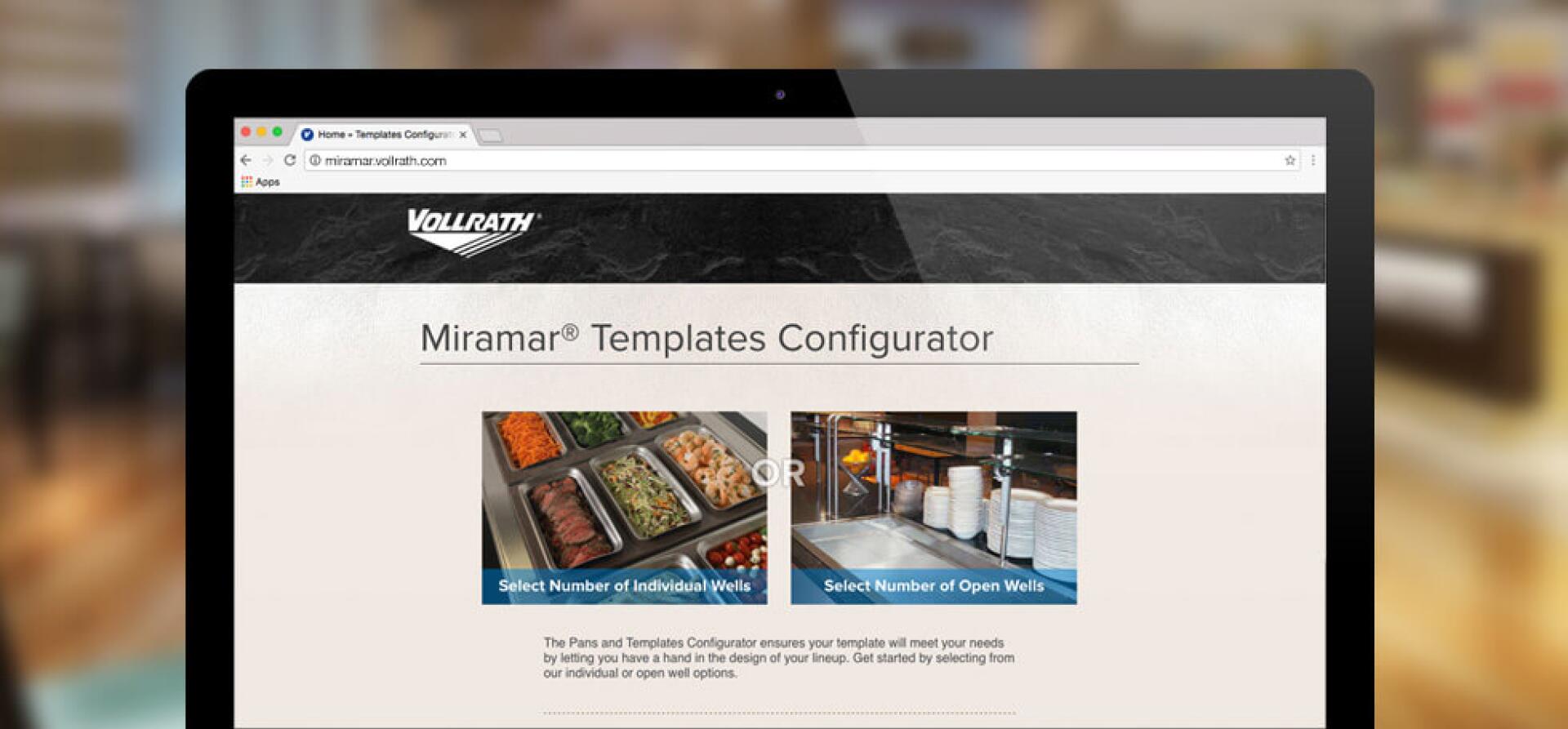 Vollrath Miramar Templates Configurator tool showing well-type selection options