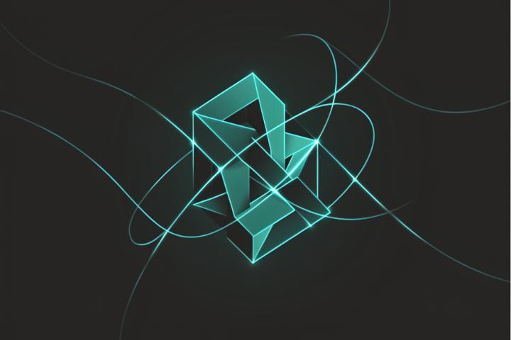 Abstract glowing teal geometric line-art design